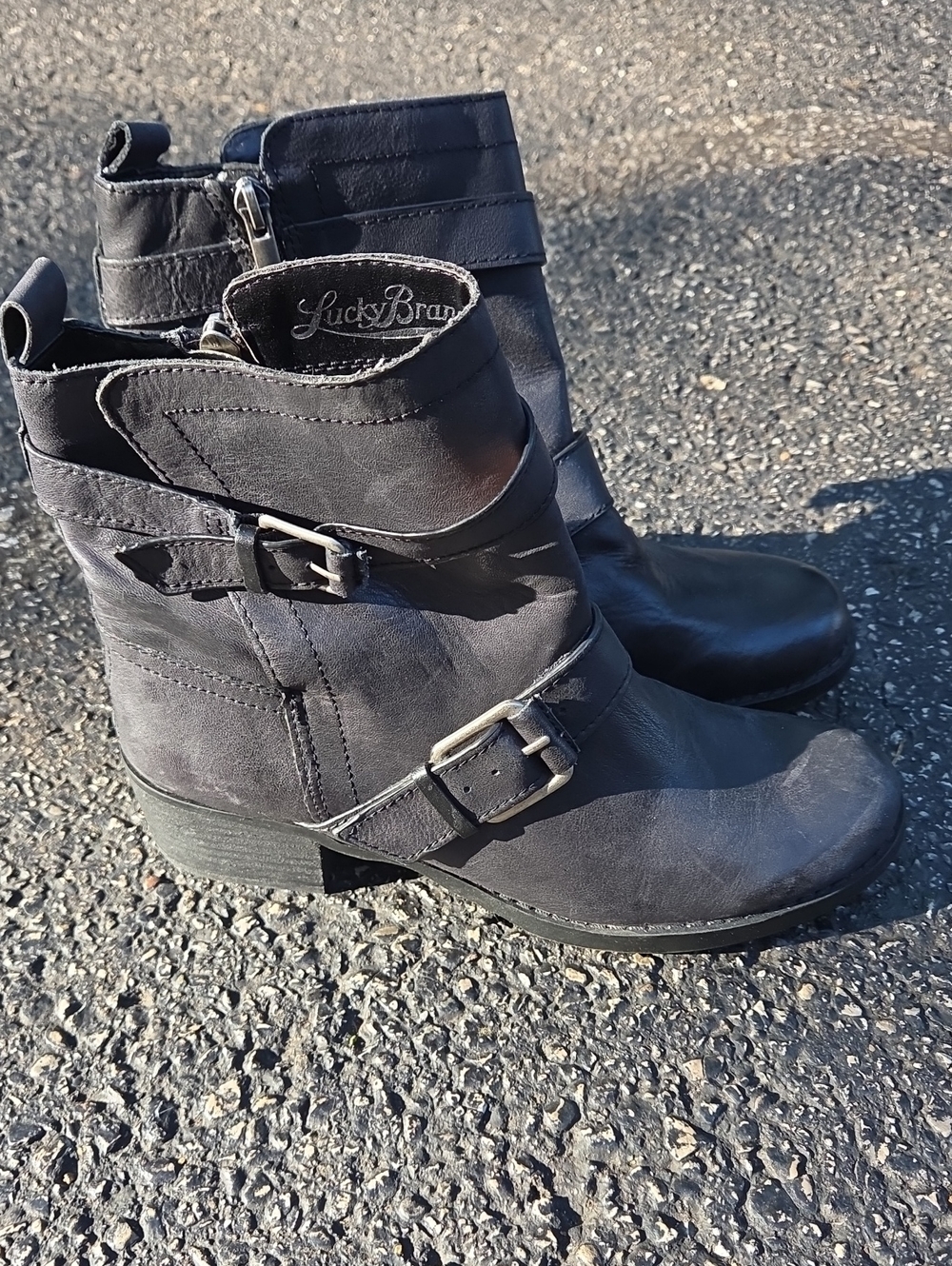 Lucky Brand Black Buckled Booties